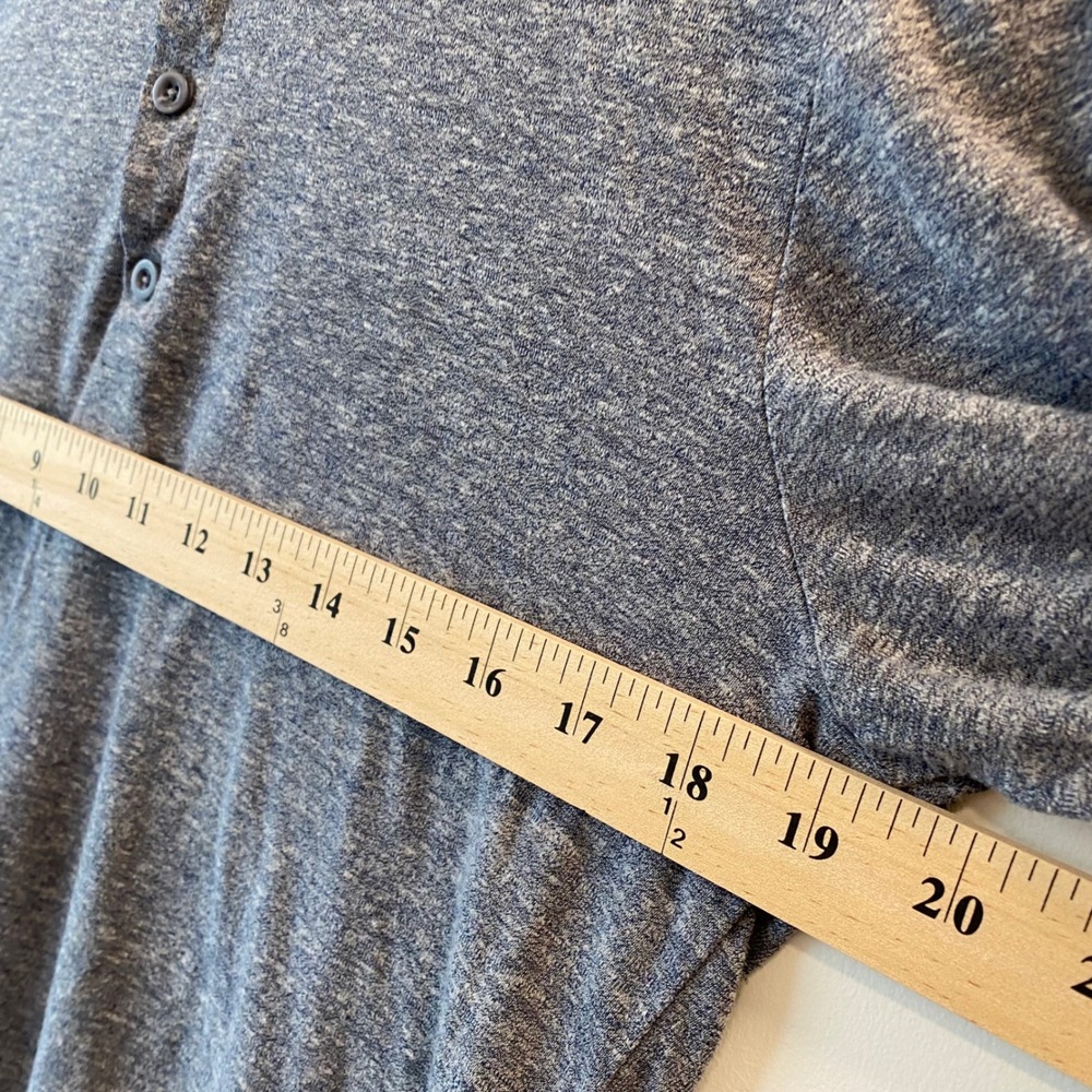 The Rail Henley Shirt Mens Medium Blue Heathered Long Sleeve Casual 3-Button - Picture 4 of 5